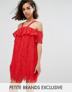Кружевное цельнокройное платье Missguided Petite - Красный