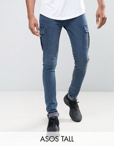 Синие джинсы скинни с отделкой карго ASOS TALL - Синий