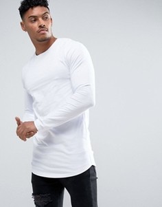 Длинный белый лонгслив с асимметричным краем ASOS - Белый