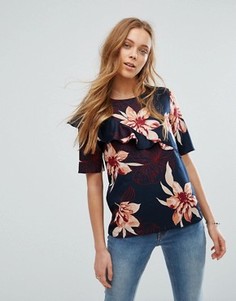 Топ с цветочным принтом и рюшами Vero Moda - Мульти