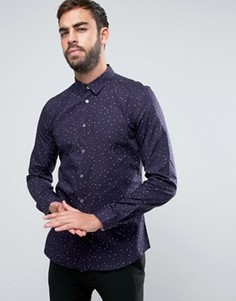 Темно-синяя рубашка узкого кроя в горошек PS by Paul Smith - Темно-синий