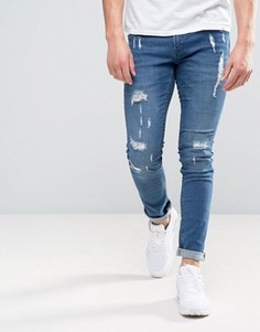 Узкие джинсы с потертостями Blend Cirrus - Темно-синий