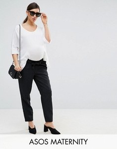 Брюки в тонкую полоску с присборенной талией ASOS Maternity - Мульти