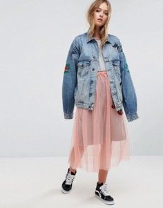 Джинсовая куртка унисекс с вышивкой ASOS X LOT STOCK & BARREL - Синий