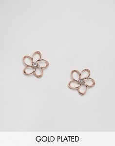 Серьги-гвоздики в форме цветка со стразом Ted Baker - Золотой
