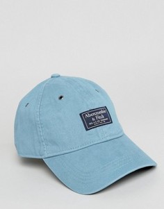 Светло-синяя саржевая кепка с логотипом-накладкой Abercrombie & Fitch - Синий