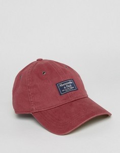 Темно-красная кепка из саржи с логотипом-нашивкой Abercrombie & Fitch - Красный