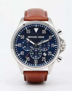 Часы-хронограф с коричневым кожаным ремешком Michael Kors Gage MK8362 - Коричневый