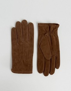 Коричневые замшевые перчатки ASOS - Коричневый
