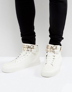 Высокие кроссовки с металлическим логотипом Versace Jeans - Белый