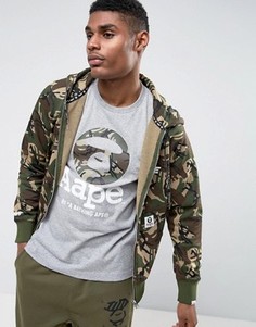 Худи на молнии с камуфляжным принтом AAPE By A Bathing Ape - Зеленый