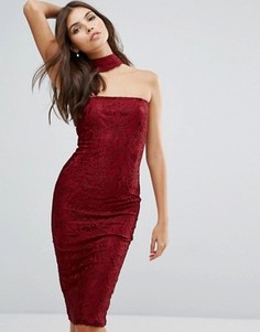 Облегающее платье миди с чокером и принтом Ax Paris - Красный