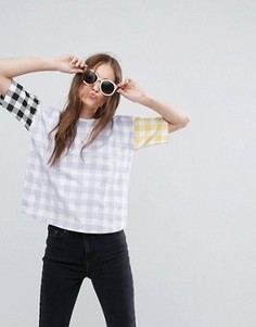 Футболка в клетку в стиле колор блок ASOS - Мульти