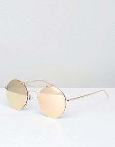 Золотистые солнцезащитные очки с зеркальными стеклами Pieces - Золотой