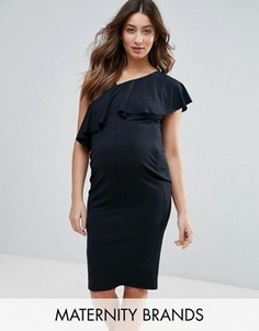 Облегающее платье на одно плечо с оборкой New Look Maternity - Черный