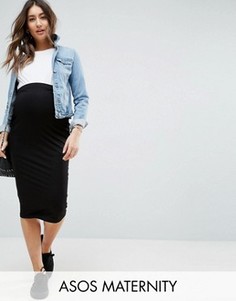 Трикотажная юбка-карандаш миди ASOS Maternity - Черный