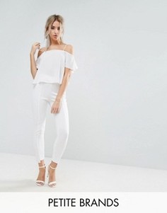 Брюки-сигареты с асимметричным краем Missguided Petite - Белый