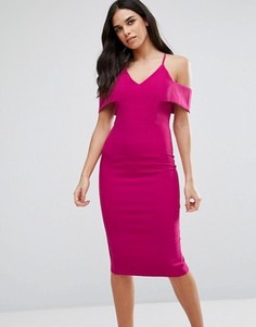 Платье-футляр миди с открытыми плечами Vesper - Розовый