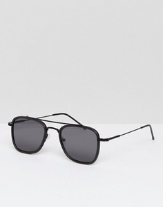 Черные квадратные солнцезащитные очки с металлической планкой New Look - Черный