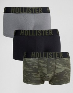 3 боксеров-брифов с заниженной талией (серые, черные и зеленые с камуфляжным принтом) Hollister - Мульти