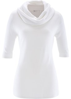 Пуловер с широким отложным воротом (цвет белой шерсти) Bonprix