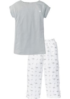 Пижама-капри (серый/белый с принтом) Bonprix