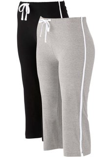 Спортивные брюки капри с эффектом стретч (2 шт.) (черный/серый меланж) Bonprix