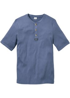 Однотонная футболка стандартного прямого кроя regular fit (синий джинсовый) Bonprix