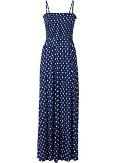 Макси-платье с буфами (ночная синь/белый в горошек) Bonprix