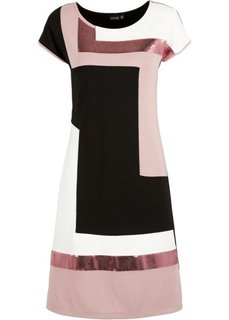 Трикотажное платье блок-колор (черный/розовый/кремовый) Bonprix