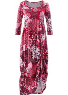 Трикотажное платье макси (кленово-красный с узором) Bonprix