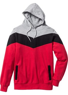 Свитшот Regular Fit с капюшоном (светло-серый меланж/черный/красный) Bonprix