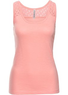 Эластичный топ с кружевом (нежно-коралловый) Bonprix