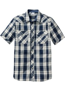 Рубашка Regular Fit с коротким рукавом (белый/синий в клетку) Bonprix