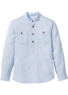 Рубашка с подворачиваемыми рукавами (нежно-голубой) Bonprix