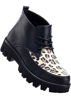 Ботинки на платформе и шнурках (черный/леопардовый) Bonprix