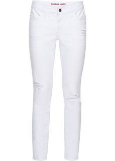 Узкие джинсы до щиколоток в поношенном стиле (белый) Bonprix