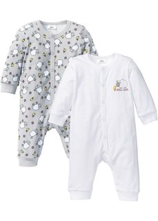Мода для малышей: комбинезон из биохлопка (2 шт.) (белый/серебристый матовый) Bonprix