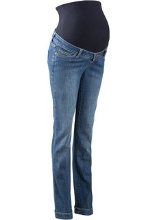 Классические джинсы для будущих мам с эластичным поясом и отворотами по нижним краям, cредний рост (N) (синий «потертый») Bonprix