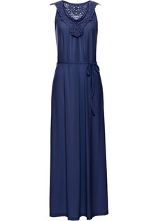 Длинное платье с кружевной отделкой (ночная синь) Bonprix