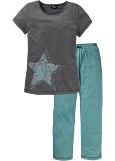 Пижама (синий/серый с принтом) Bonprix