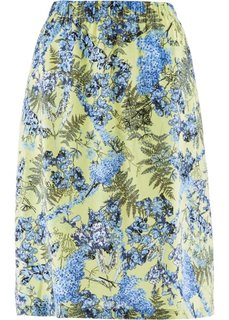 Льняная юбка с цветочным принтом (нежно-лимонный с рисунком) Bonprix