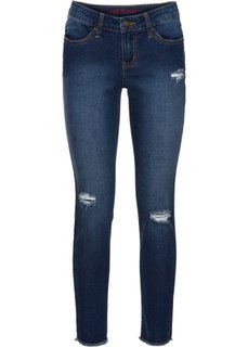 Узкие джинсы до щиколоток в поношенном стиле (синий «потертый») Bonprix