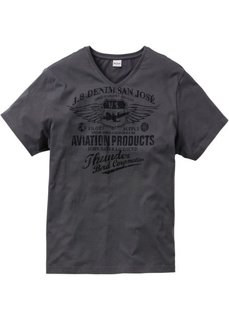 Принтованная футболка Regular Fit (антрацитовый) Bonprix