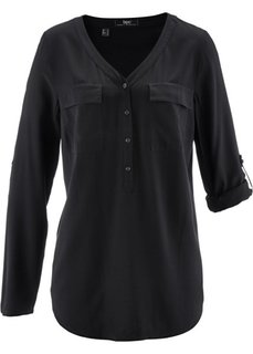 Блузка из вискозы с длинным рукавом (черный) Bonprix