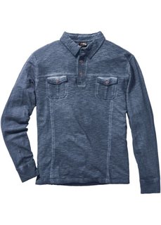 Футболка-поло Regular Fit с длинным рукавом (темно-синий) Bonprix