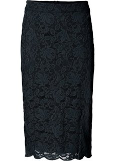 Кружевная юбка-карандаш (черный) Bonprix