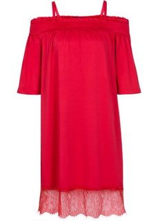 Трикотажное платье с кружевом (красный) Bonprix
