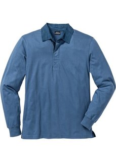 Футболка-поло Regular Fit с длинным рукавом (синий) Bonprix