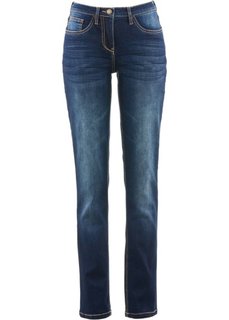 Прямые стретчевые джинсы удобного покроя, низкий рост (K) (темно-синий) Bonprix